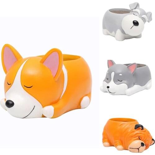 Cartoon Dogs Desktop Succulent Plants Flower Pot Home Garden Landscape Decor