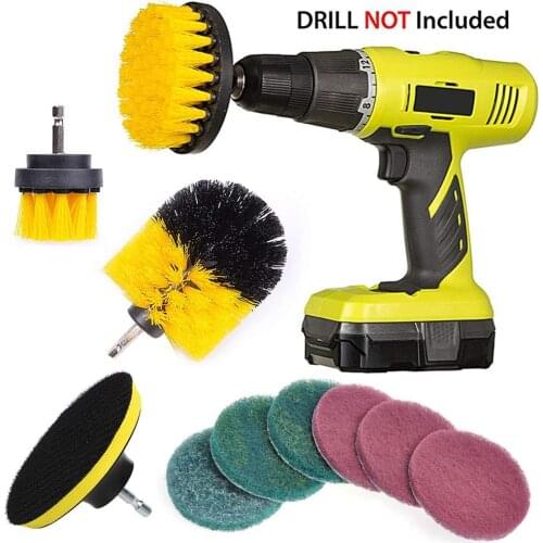 10 Piece Drill Brush Attachments Set Power Drill Scrubber Brush Attachments Drill Scrub Pads For Grout Tiles Sinks Bathtub