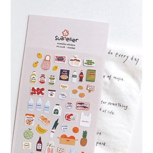 Suatelier Diary Stickers No.1126 Scrapbooking Accessories Foods Drink Korean Stationery Sticker DIY Craft Junk Journal Supplies