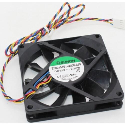 New EF80151S1-Q000-S99 for SUNON 8015 12V 8CM Four-Wire Chassis PMW Cooling Fan