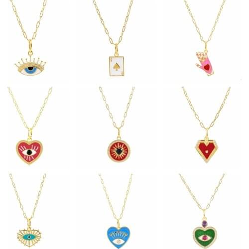 ROXI Colorful Enamel Dainty Necklace Chain Choker Necklace For Women Enameled Heart Pendant Jewelry Accessories Valentines gift