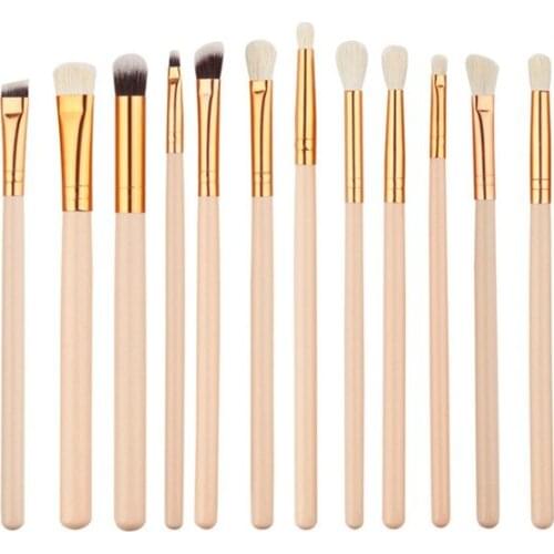 SHIH SHUMS 12-piece makeup brushes set skin color and black wooden handle eyeshadow brush makeup tools