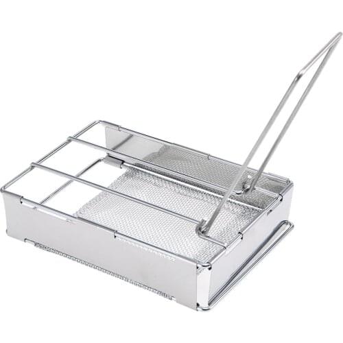 Foldable Stainless Steel Toaster Plate Portable Outdoor Camping Bread Toaster Grill Backpacking Hiking Picnic Mesh Net Grill