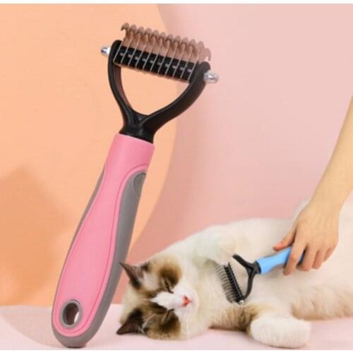 Pet Grooming Cleaning Supplies Double Sided Undercoat Rake Safe Shedding Hair Comb For Cats And Dogs Pet Hair Remover Dog Brush