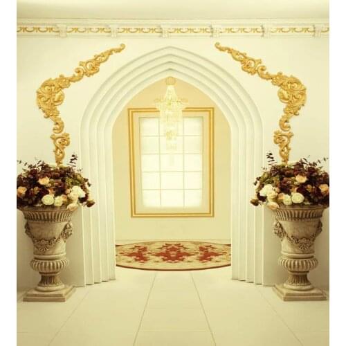 TR 8x8ft white wall palace backdrop pendant light bright window carpet photo background custom family wedding photo shoot prop
