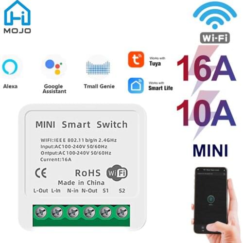 HIMOJO Tuya Wifi Switch Supports 16/10A 2 Way Control Smart Home Automation Module Works with Alexa Google Home Smart Life App