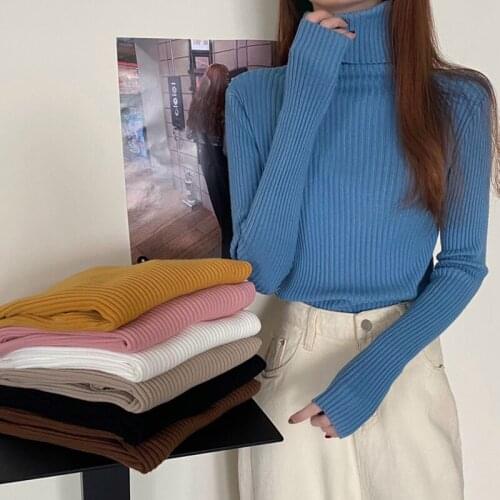 Turtleneck Sweaters Womens 2021 Autumn Winter Tops Korean Slim Women Pullover Jumpers Knitted Sweater Pull Femme Hiver Truien
