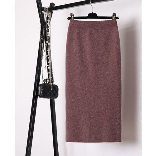 Winter Warm Elastic Waist Knitted Long Pencil Skirt Women 2020 Autumn Thickened Split High Waist Black Maxi Skirt For Women