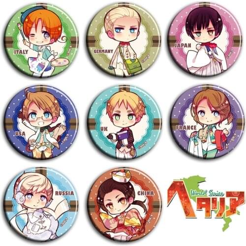 58 mm Axis Powers Hetalia badge pin Metal Icons Round Buttons