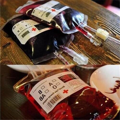 1pc 350ml Transparent Clear Blood Energy Drink Bag Medical PVC Material Reusable Halloween Vampire Pouch Props