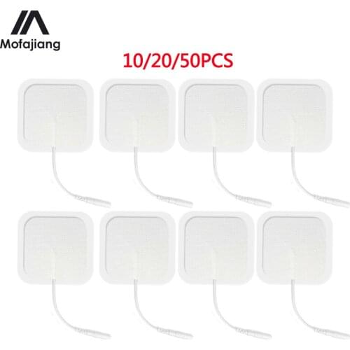 10/20 pcs 5x5cm 2mm Plug Reusable Tens Electrode Pad For Pulse Digital Acupuncture Therapy Massager/Electrical Muscle Stimulator