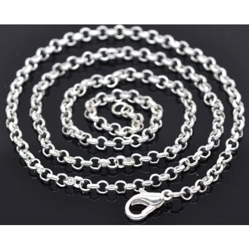 12 Silver Plated Link Chain Necklaces 3.2x0.5mm 20" (B14100)