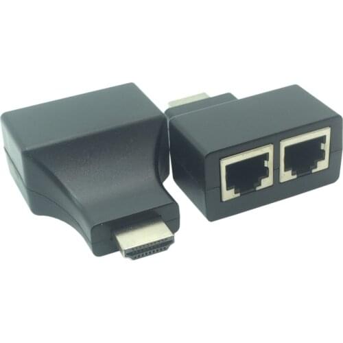 2PCS/set HDMI To RJ45 Dual Ports Converter Network Cable Extender Over by Cat5e Cat6 Cables 1080p For HDTV HDPC PS3 STB