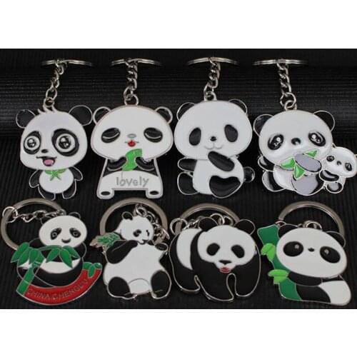 200pcs Zinc Alloy China National Treasure Panda Keychain Fashion Keyring Travel Souvenirs Party Favor Gifts ZA6829