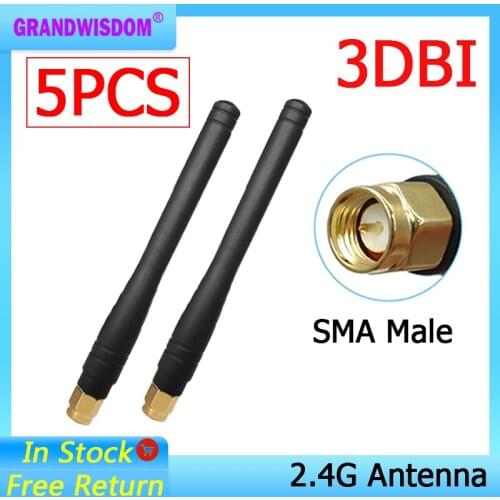5pcs 2.4GHz WIFI Antenna 2dBi-3dbi Aerial SMA Male connector wi fi antena 2.4 ghz antenne wi-fi for Wireless Router antenas