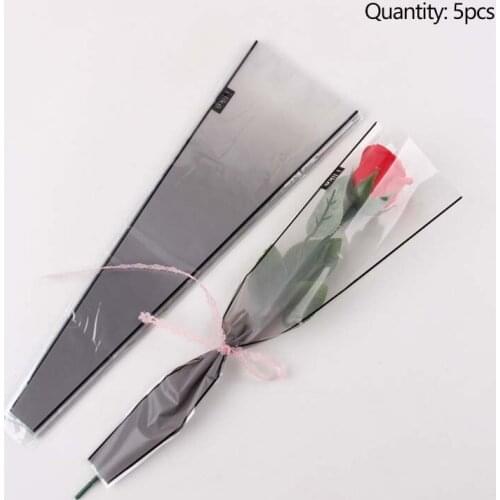 5pcs Festival Gift Packaging Bag Flowers Packaging Single Rose Branch Packaging Bag for Rose Bouquet Flower Florist Supplies