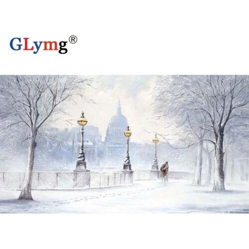 5D Diy Full Square Diamond Painting Snow Scenery Mosaics Cross Stitch Diamond Embroidery New Year Decoration Gifts Home Decor
