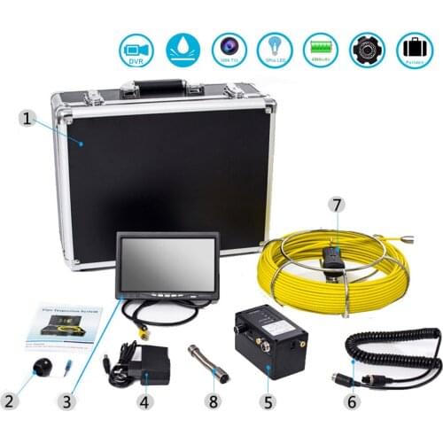 7 Inch TFT-LCD Pipe Inspection Tools Support Video Recording 20m Cable for Professional Sewer Duct Inspection Industrial Camera