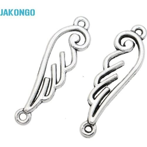 8set/lot Antique Silver Plated Angel Wings Connectors Pendant Jewelry Making Findings Accessories DIY Handmade Craft 33x10mm