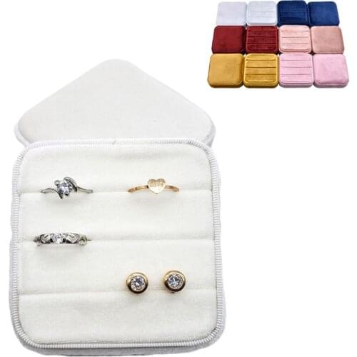 Velvet Ring Box Square Jewelry Box Valentines Day Ring Box With Detachable Lid 652B