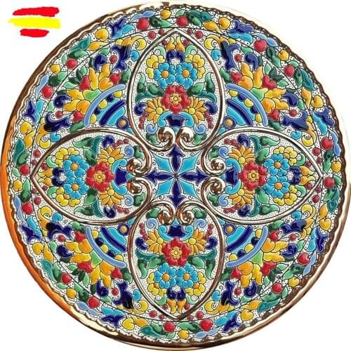 Dish Ceramics 29 cm/11,4 inch diameter-Spainish-glazed Ceramics made up handmade-made in españa-oro 24 k-ARTECER