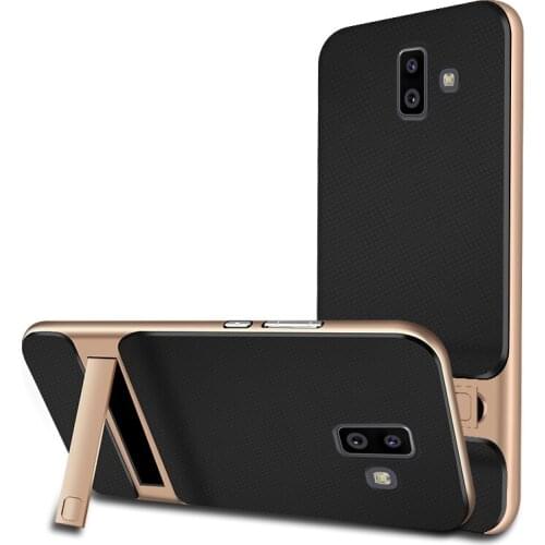 For Samsung Galaxy J4 J6 Plus 2018 Case Luxury silicone+PC With stand Hybrid Protect back cover Case for samsung j6 j4prime 2018