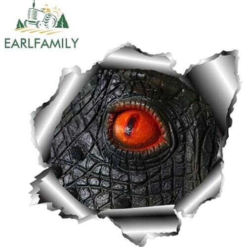 EARLFAMILY 13cm x 12.5cm 3D Reptile Eyes Car Stickers Torn Metal Car Decal Reflective Sticker personality Car Bumper Accessories