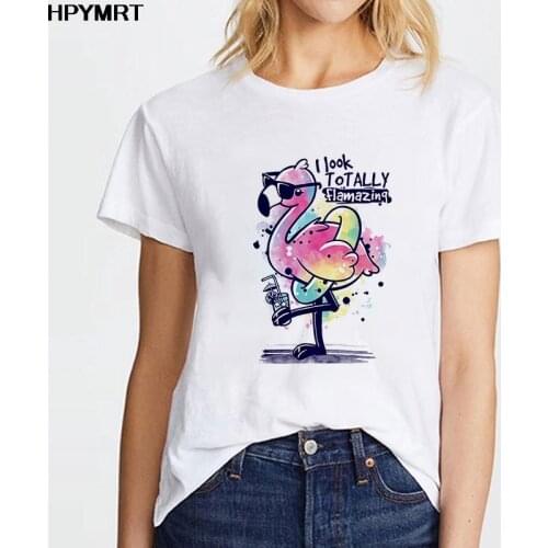 T-shirt Women Short Sleeve Korean Style flamingo Printing Clothing Trend Animal Clothes Ladies Graphic Tee Tops Tshirt Female