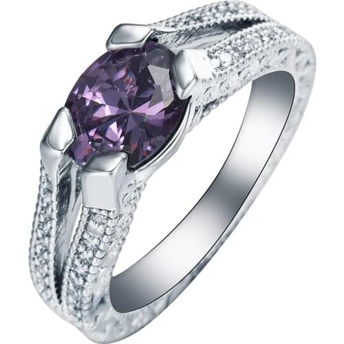 Hainon Fashion New Black Gold Color Rings For Women Jewelry Lady Purple Blue Cubic Zircon Engagement Party Ring