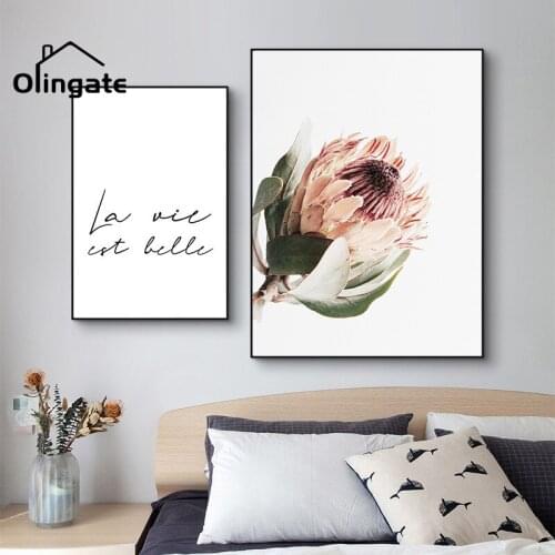 Modern Black Whit Quote Wall Art Nordic Flowers Floral Art Picture Print One Piece Canvas Poster Home Decor Lining Drawing Room