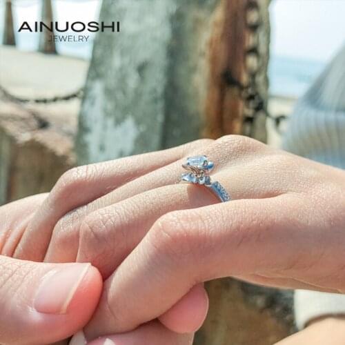 AINUOSHI Real 0.5 Carat Moissanite Diamond Rings 100% 925 Sterling Silver Engagement Wedding Rings for Women Jewelry anillo Gift