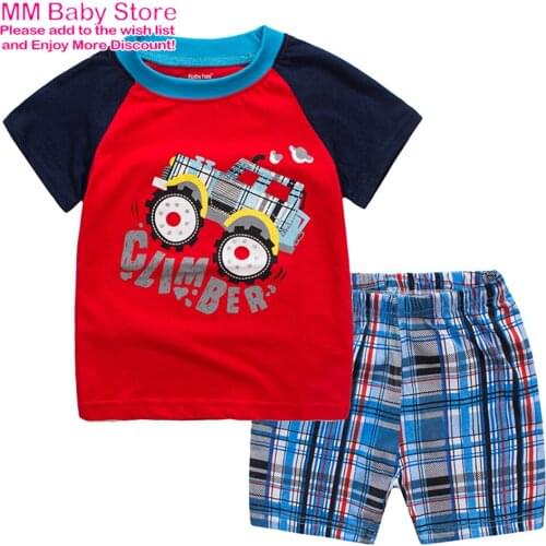 2021 New Summer Boys Clothes Sets Cartoon Printing T-Shirt And Cotton Short Pants Leisure Children Suit For Kids 1-7Years