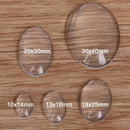 Pick Size 5 Round/Oval Transparent Clear Glass Cabochon for DIY Necklaces Earrings Jewelry Making