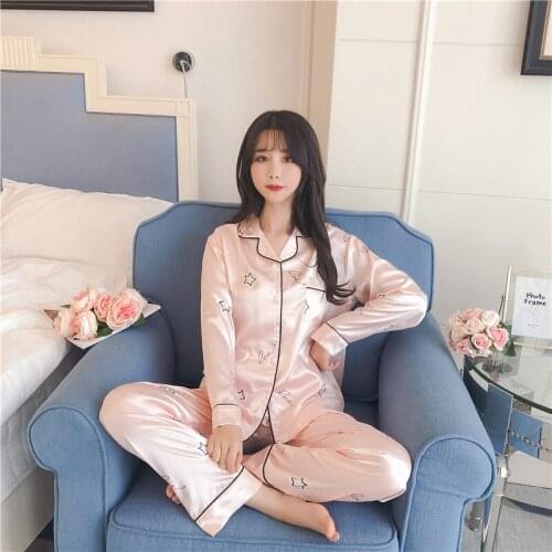 Hot sale Pajama womens ice silk cardigan two piece suit plus fat size can be worn outside home clothes