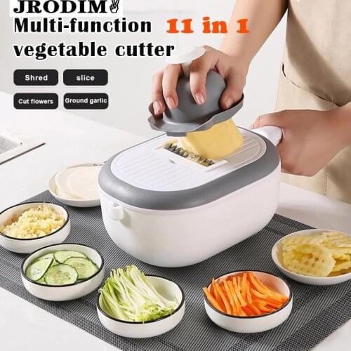 Multifunctional 11 In 1 Vegetable Cutter Potato Carrot Garlic Cucumber Mandoline Slicer Grater Peeler Drain Basket Kitchen Tools