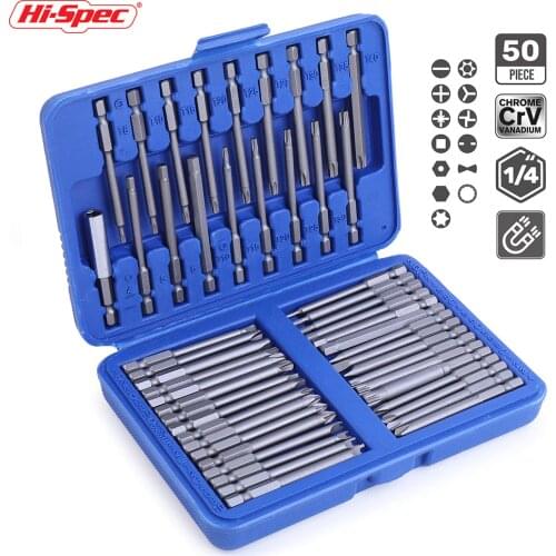 Hi-Spec Extra Long Screwdriver Set, Security Bit Set, Torx Star Hex Spline Bits for Screwdriver Drill