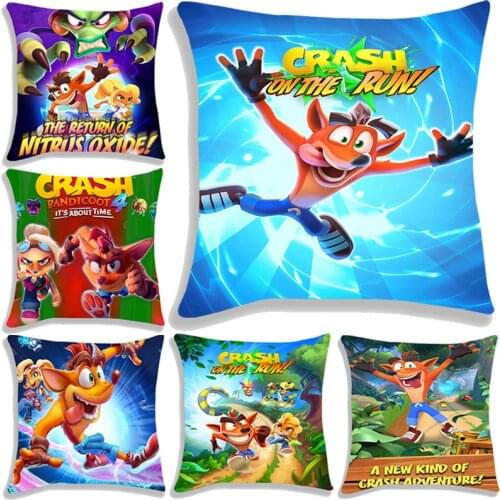 Newest Crash Bandicoot 4 Pillow Case Cartoon Throw Pillowcase Cute Single-Sided Pillow Covers Kawaii Cushion Cover Pillowcover