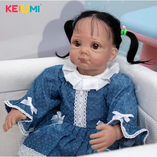 KEIUMI New 22 Inch Reborn Doll Cloth Body Girl Toy Lifelike Beautiful Bebe Newborn Cloth Body For Kids Christmas Gift