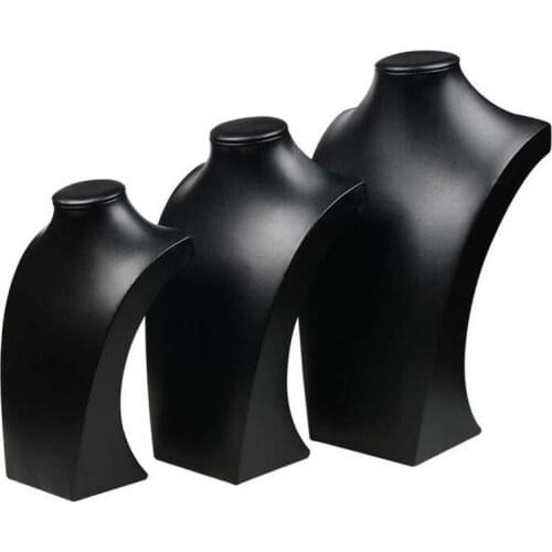 New Design Black PU Leather Jewelry Necklace Stand Pendants Display Bust Choker Holder Jewellery Rack Show 3 Options Model