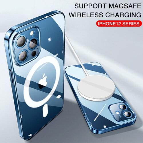 Original Magsafe Transparent Phone Case For iPhone 12 Pro Max 12 Mini Case Support For Wireless Charging Luxury Clear Back Cover