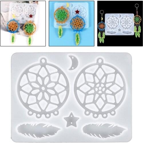 Resin Mold Silicone Mold Dream Catcher Keychain Pendant Feather Leaf Resin Accessory Tool Diy Wall Hanging Art Craft
