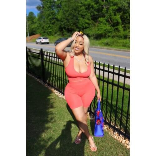 Casual Solid Sportswear Racer Vest Shorts Sets 2021 Crop Top Two Piece And Biker Shorts Matching Sportswear Set Summer Outfits