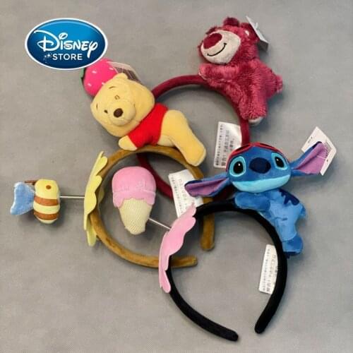 Disney Headband Cartoon Stitch Winnie The Pooh Lotso Plush Doll Headwear Shanghai Disneyland New Cute Women Spring Mickey Ears
