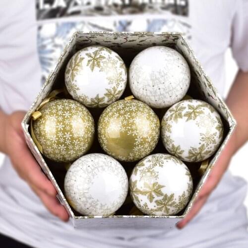 Festive decorations creative painted snowflake paper bag ball memory ball ornaments Christmas tree scene layout hanging pendant