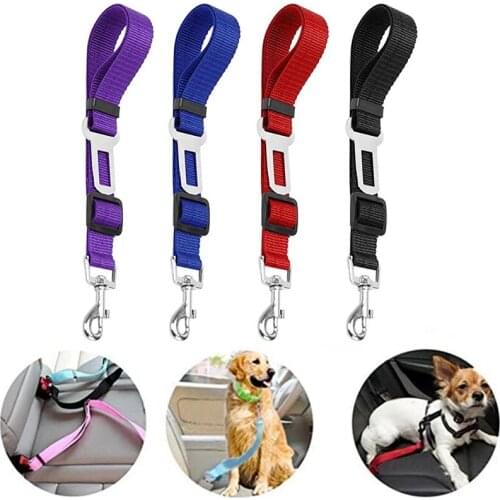 Adjustable Pet Dogs Car Seat Belts Nylon Cat Harness Safety Belt Compatible Most Vehicle Small Medium Travel Clip French Bulldog