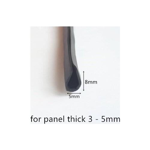Rubber Sealing U Strip 8x5x8mm for 3 - 5mm thick Glass Metal Car Wood Panel Board Edge Encloser Shield Black