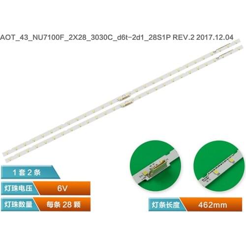 LED de 28 pulgadas para Samsung, TV UE43NU7100U UE43NU7120U BN44-00947A UE43NU7120U AOT_43_NU7100F_2X28_3030C