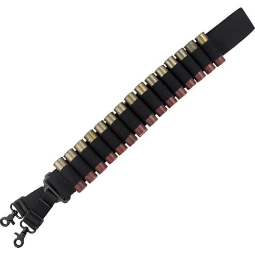 Tactical 15 Round Shell Bandolier Belt 12 Gauge Ammo Holder 2Point Gun Strap Airsoft Military Hunting Cartridge Belt Nylon Strap