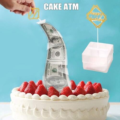Cake Atm Happy Birthday Cake Topper Money Box Funny Gifts Making Toy-cake Atm Birthday Party Creative Decoration Supplies