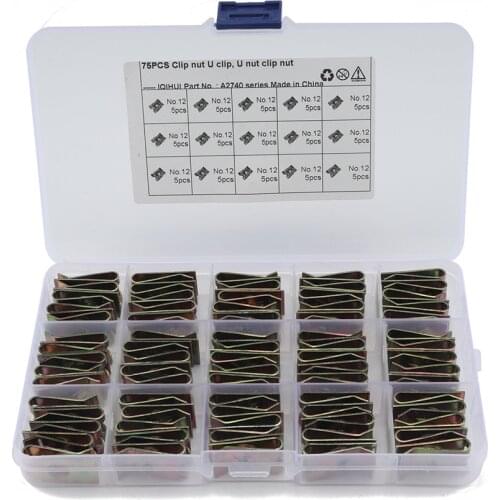 75Pcs Speed Fasteners U Nuts Car Interior Trim Panel Self Tapping Screw U Clips